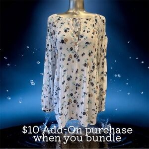 $10 ✅Plus Size Floral Cold Shoulder Top - White and Multicolor Blue